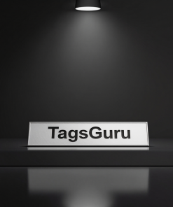 White Plastic Plate with Black on Silver Deskplate - Product Image