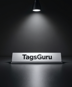 White Plastic Plate with Blue on Silver Deskplate - Product Image